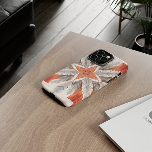 Silver Feather Compass - Impact Resistant Phone Case